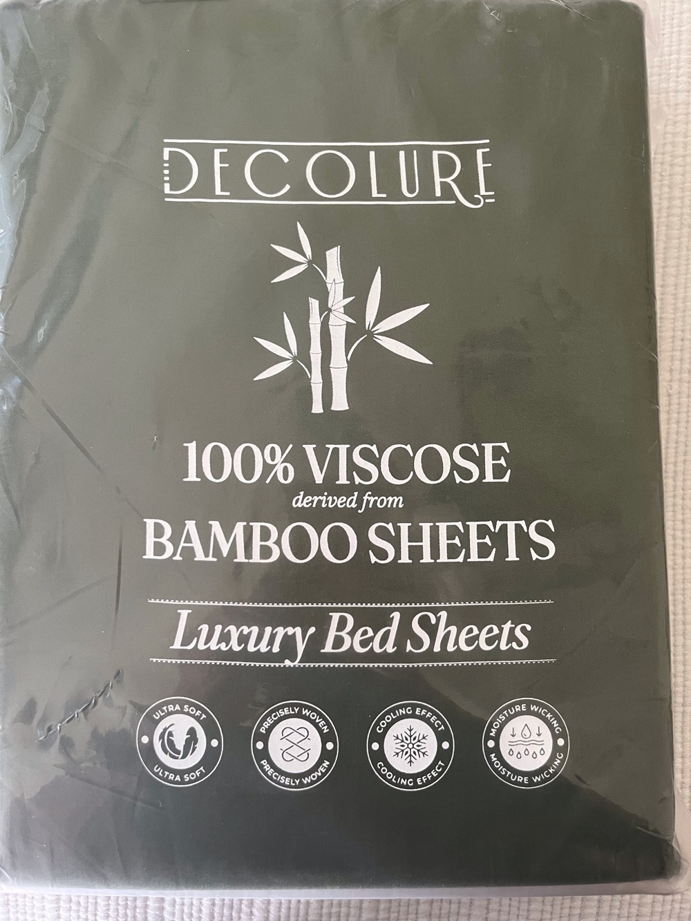 Decolure Luxury Bamboo King Bed Sheet Set - Olive Green